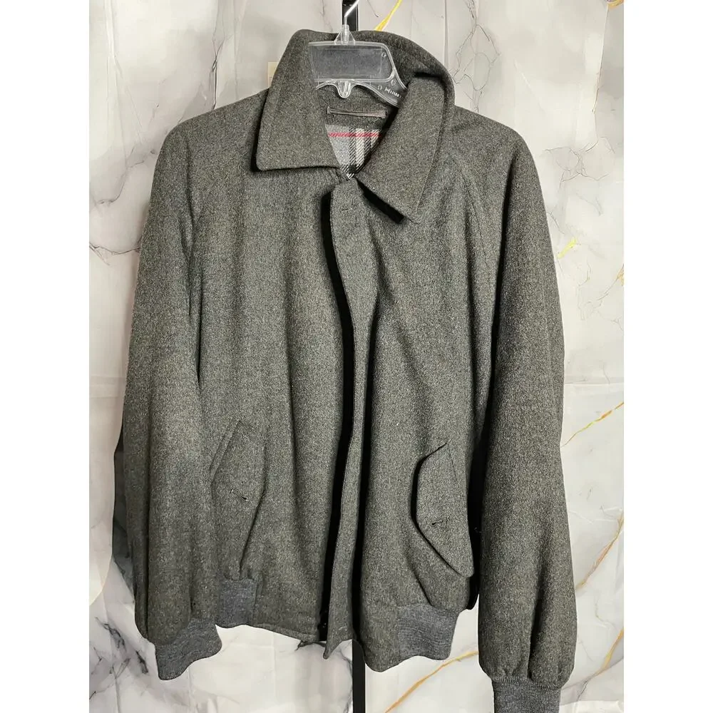 Burberry Grey Wool Bomber Jacket Size 38